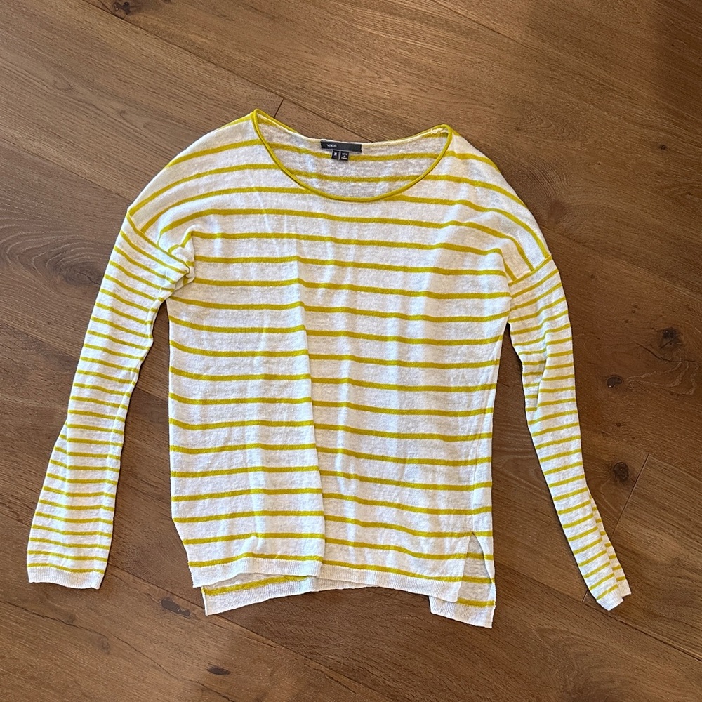 Vince Yellow and White Striped Top